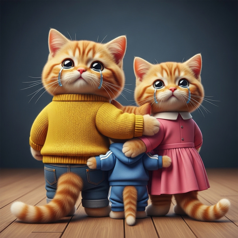 Heartfelt Moment: Ginger British Cats Embracing in Reality Heartfelt Moment: Ginger British Cats Embracing in Reality