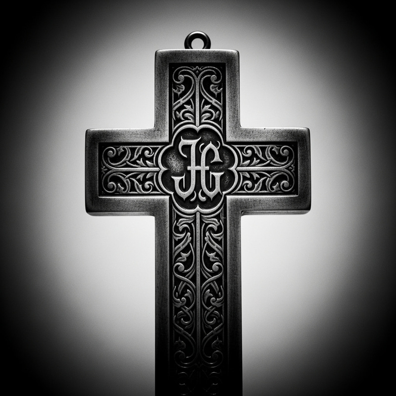 Mystical Saint Bento Cruz | 'J' 'G' Carvings in Ansel Adams Style Mystical Saint Bento Cruz | 'J' 'G' Carvings in Ansel Adams Style