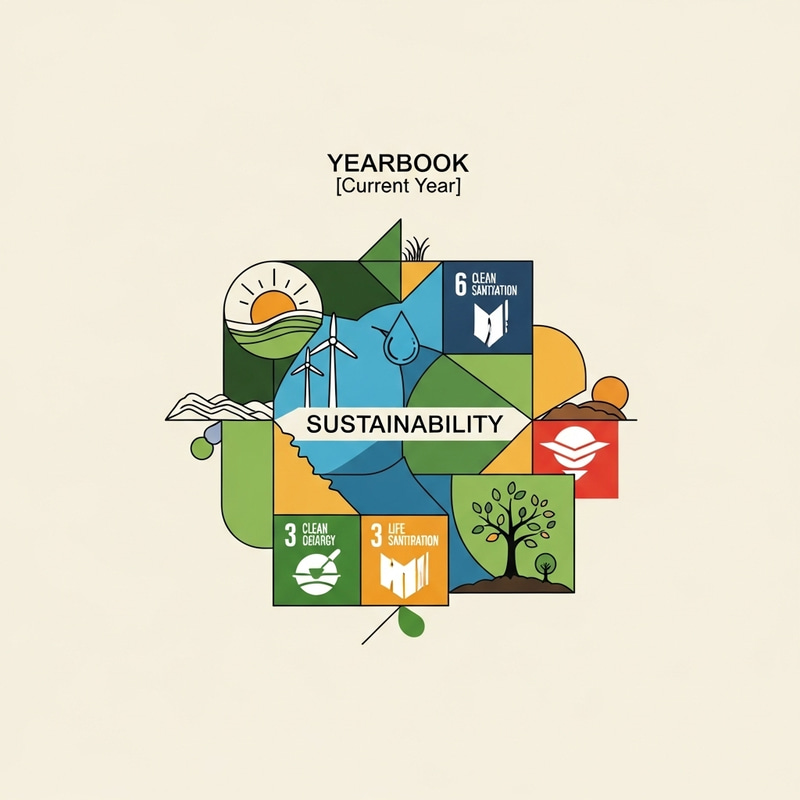 Stylized Sustainable School Yearbook Cover Design with UN SDG Theme Stylized Sustainable School Yearbook Cover Design with UN SDG Theme