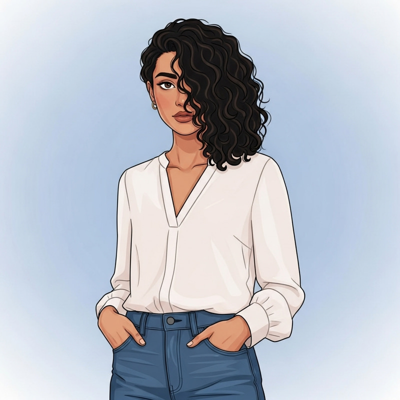 Fantasy Avatar Illustration of a Smartly Dressed Medium-Height Woman
