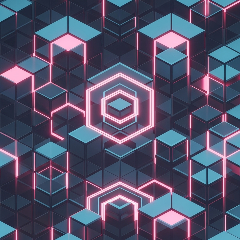 Neon Blockchain Network: Geometric Shapes & Secure Chains Neon Blockchain Network: Geometric Shapes & Secure Chains