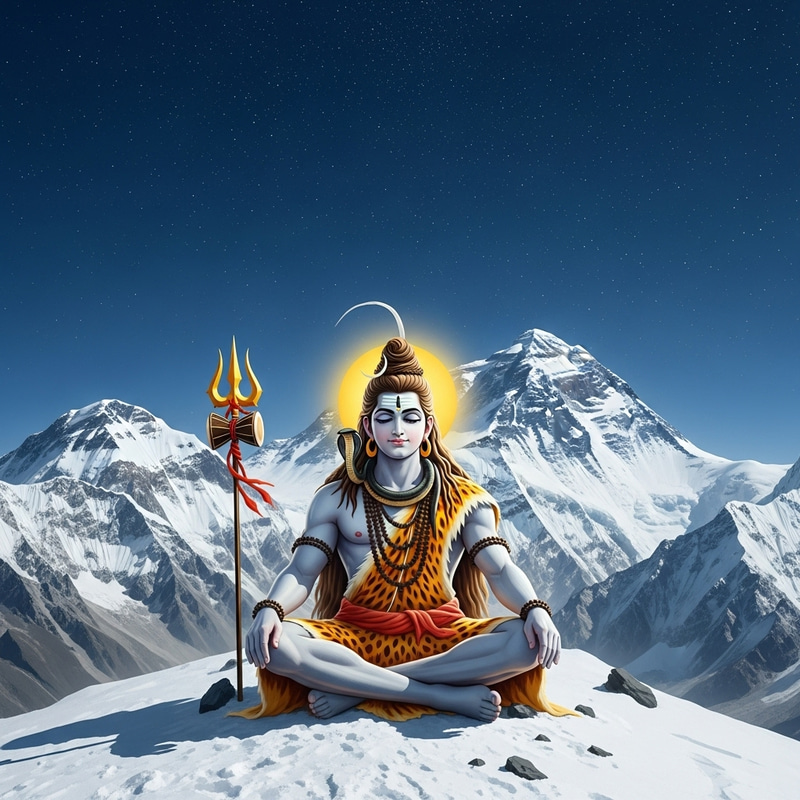 Lord Shiva Meditating on Mount Everest - Serene Image Captured Lord Shiva Meditating on Mount Everest - Serene Image Captured
