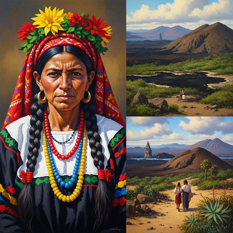 Ecuadorian Traditional Dress & Galapagos Landscape Art Ecuadorian Traditional Dress & Galapagos Landscape Art