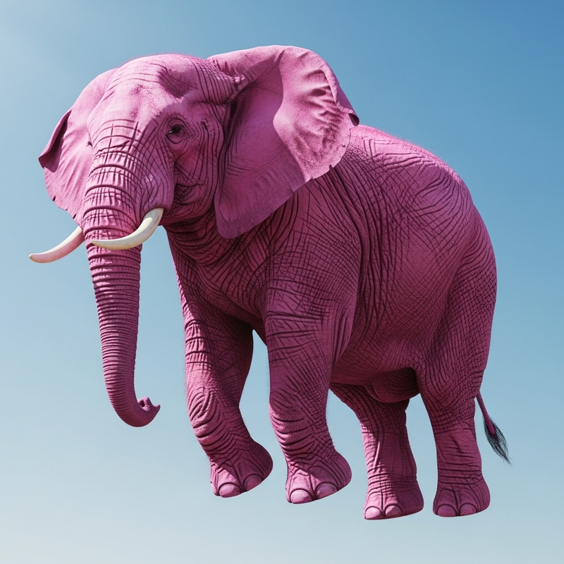 Pink Flying Elephant - Whimsical Aerial Wonder in Soft Hues