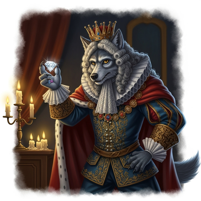 Bad Wolf Dressed as King Louis XIV Stealing Jewel Bad Wolf Dressed as King Louis XIV Stealing Jewel