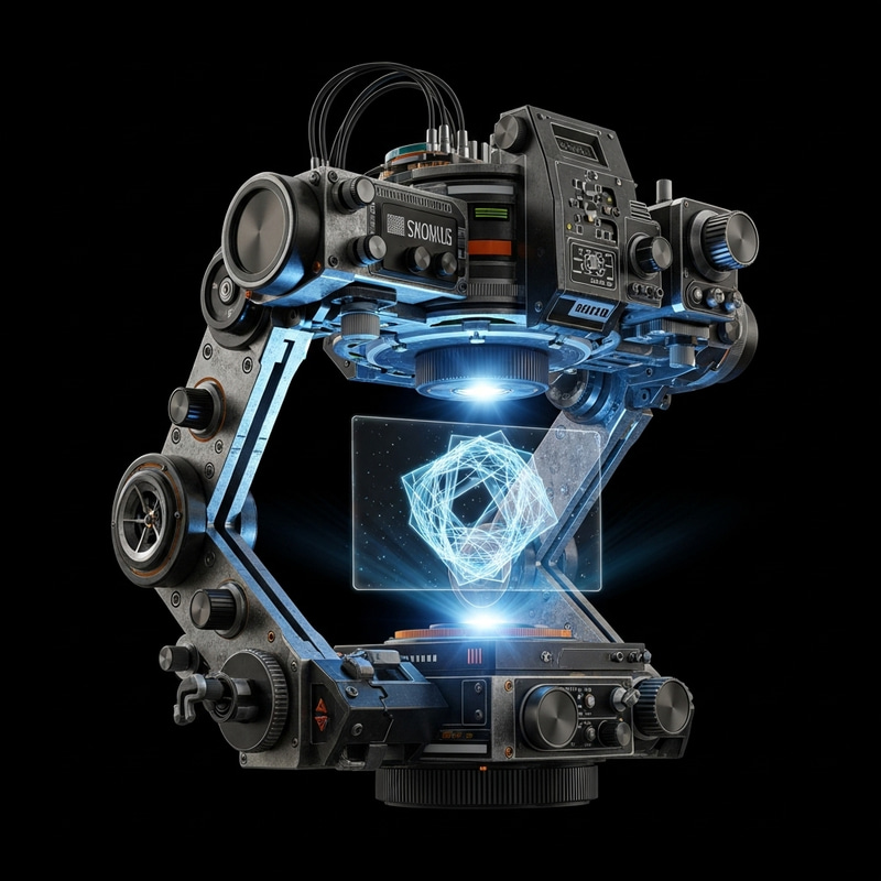 Futuristic Hologram Production Tool on Black Background Futuristic Hologram Production Tool on Black Background