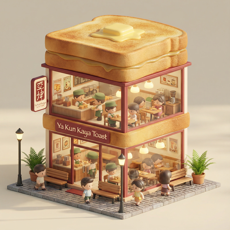 Charming 3D Miniature Store of Ya Kun Kaya Toast Charming 3D Miniature Store of Ya Kun Kaya Toast