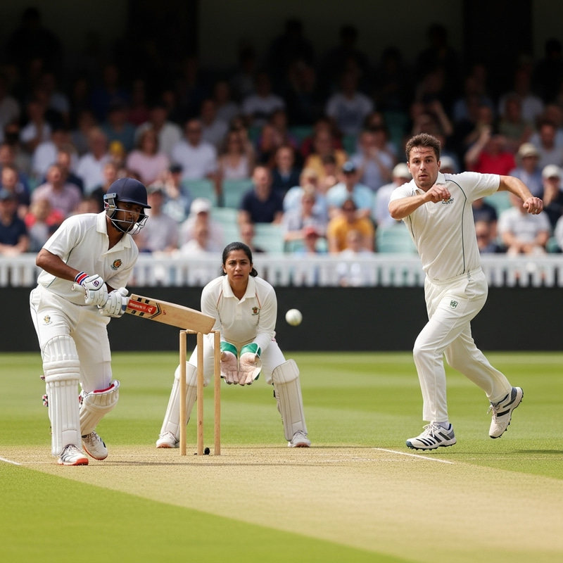 Cricket Scene on Lush Green Pitch | Excitement and Cheers