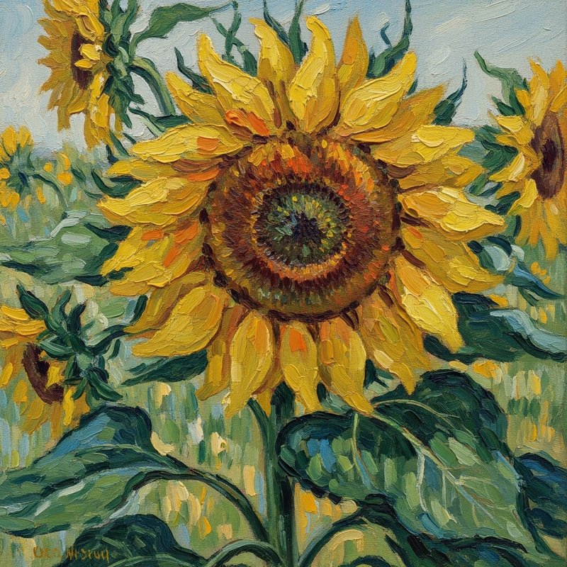 Sunflower in Impressionist Art - Vibrant Colors Sunflower in Impressionist Art - Vibrant Colors