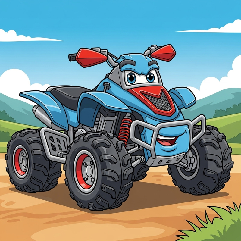 Vector Illustration of Quad Bike Character Vector Illustration of Quad Bike Character