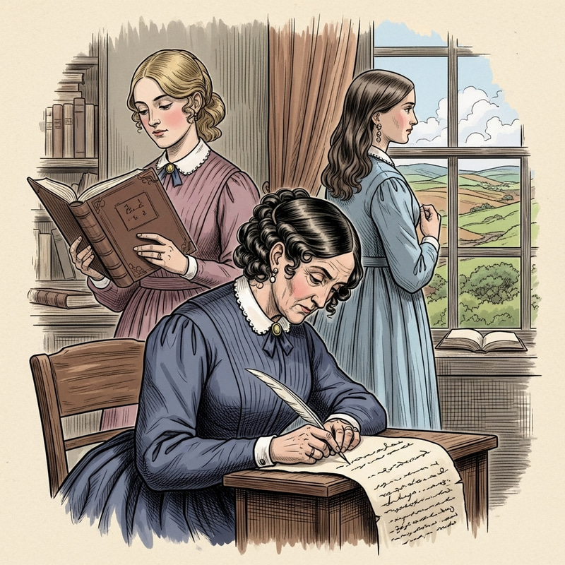 The Bronte Sisters: Victorian Era Authors Illustration