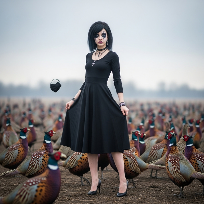 Ankle-Length Black-Haired Girl with Blue Eyes