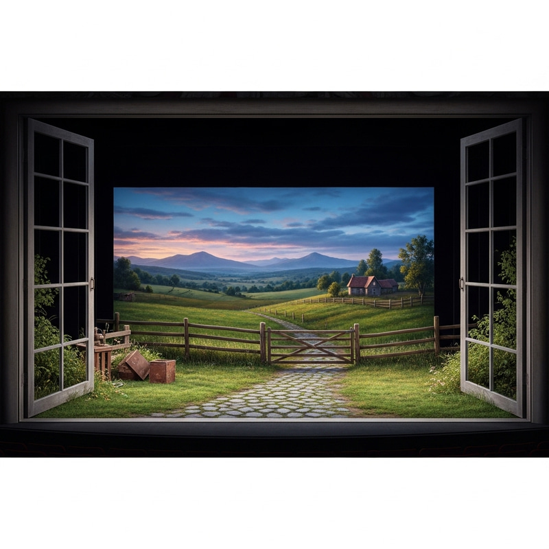 Rural Landscape in Theater: Serene Stage Setting