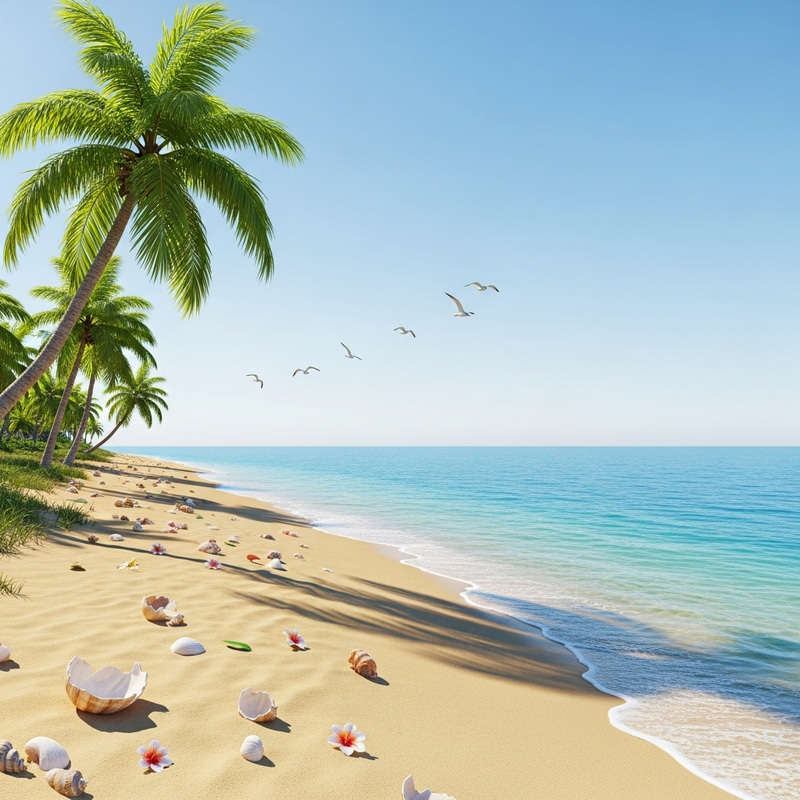 Realistic Cream Beach Landscapes - Pristine Paradise Views Realistic Cream Beach Landscapes - Pristine Paradise Views