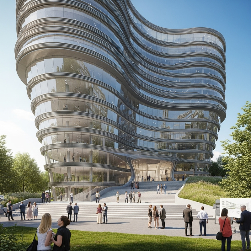Sleek Modern Architectural Design - Skyward Glass & Metallic Structure Sleek Modern Architectural Design - Skyward Glass & Metallic Structure