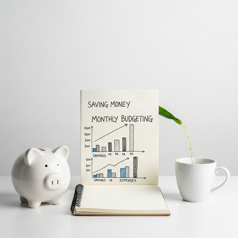 Minimalist Money-Saving Methods | Budget Notebook & Piggy Bank Minimalist Money-Saving Methods | Budget Notebook & Piggy Bank