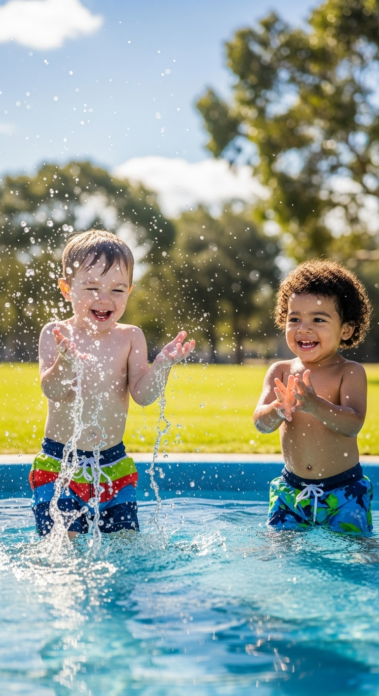 Cute Boys Having Fun in Water Pool Cute Boys Having Fun in Water Pool