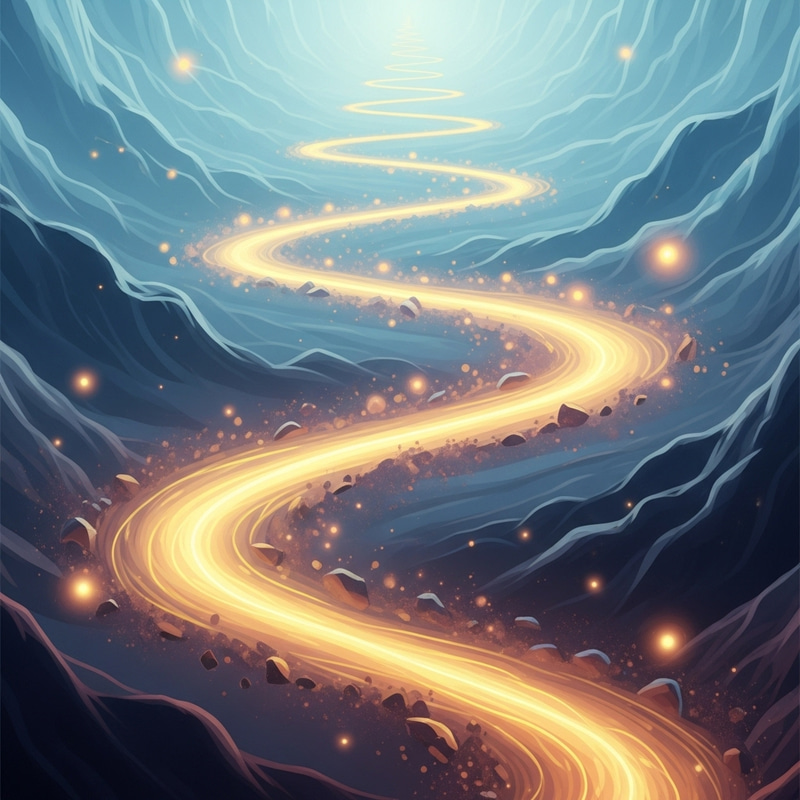 Ethereal Intuition: Abstract Path Through Mystical Landscape