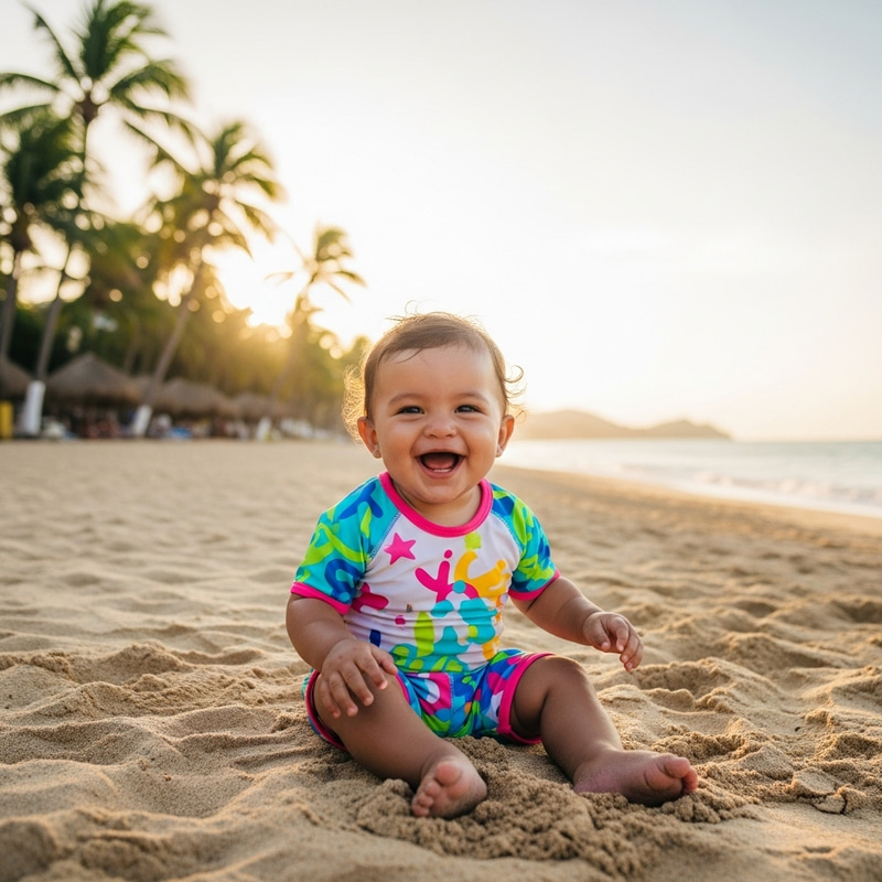 Cuban Baby Girl's Joyful Day at Acapulco Beach Cuban Baby Girl's Joyful Day at Acapulco Beach