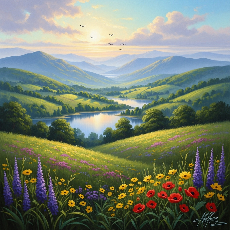 Breathtaking Landscape in Artistic Style Breathtaking Landscape in Artistic Style