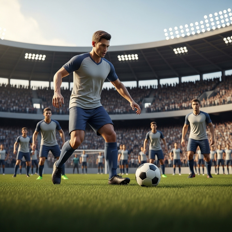 3D Soccer Player in Vibrant Stadium Scene