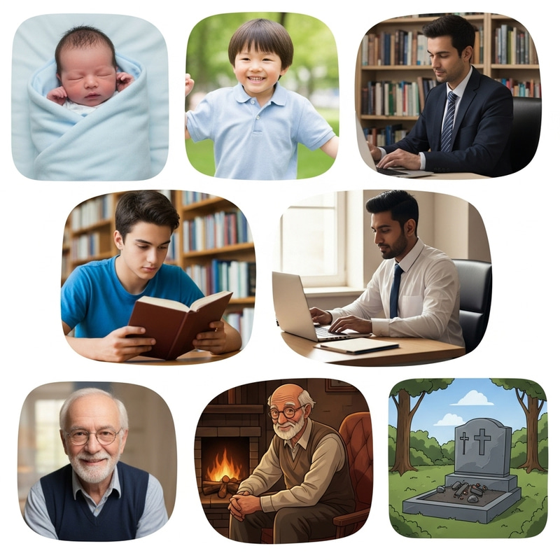Cycle of Life Journey: Newborn to Old Age to the Grave