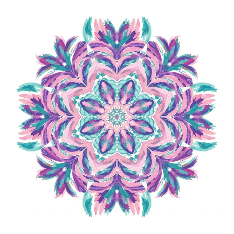 Intricate Mandala in Pastel Pink, Purple & Teal Intricate Mandala in Pastel Pink, Purple & Teal