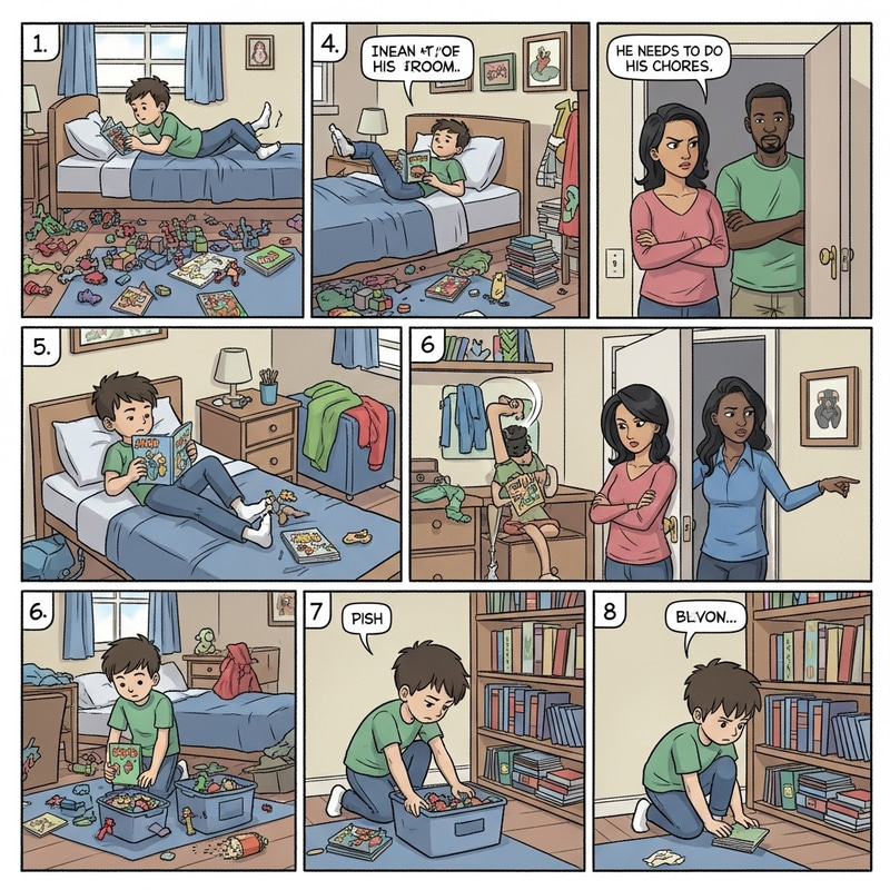 From Lazy to Responsible: Inspiring 8-Panel Comic Strip Story
