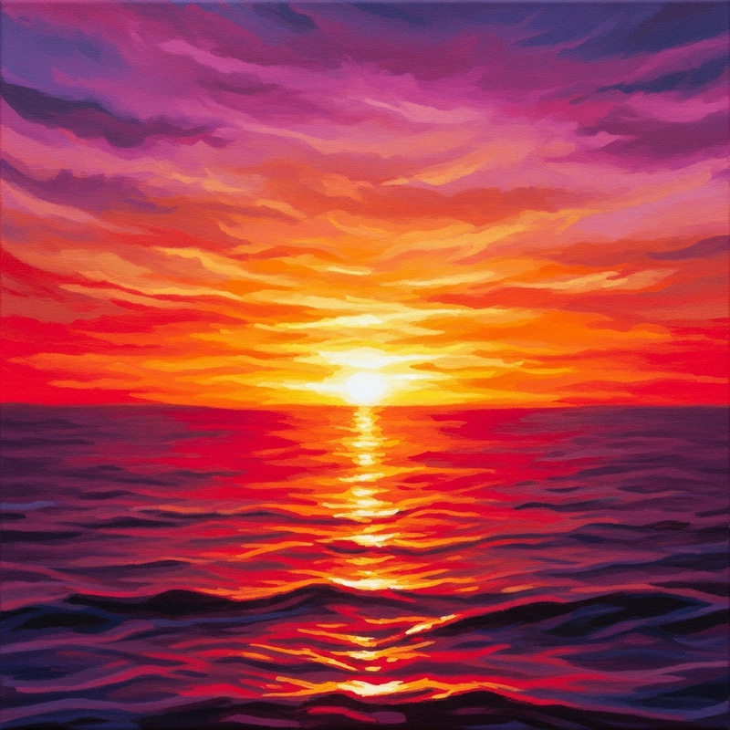 Abstract Sunset Art | Serene Nature Beauty Painting