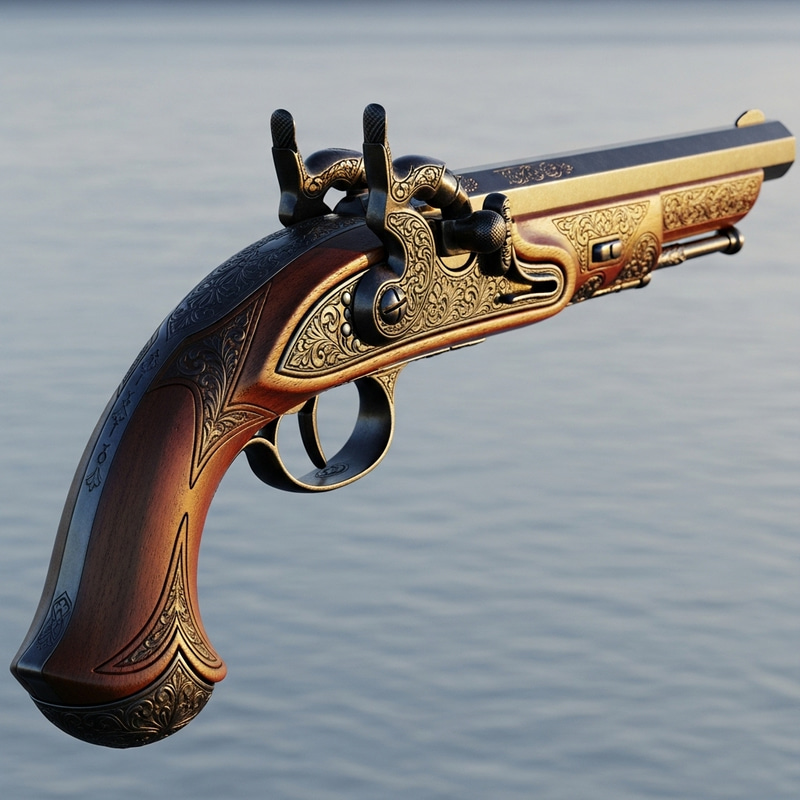 Antique Gun Display - Intricately Carved Firearm Antique Gun Display - Intricately Carved Firearm