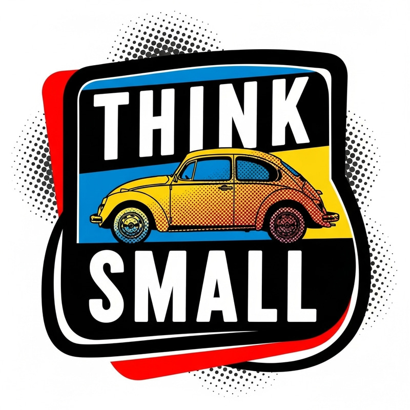 Vintage Volkswagen 'Think Small' Pop Art VW Bug Art Piece