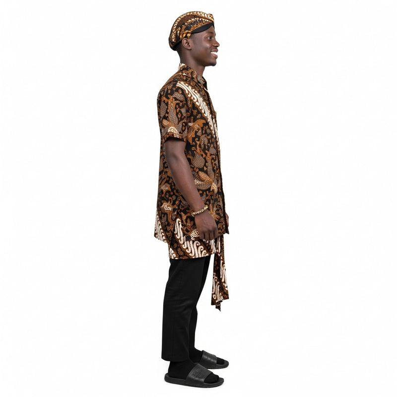 Hyper-Realistic Portrait of Young Black Man in Javanese Attire