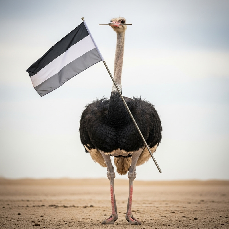 Straight Ostrich with Flag | Symbol of National Pride Straight Ostrich with Flag | Symbol of National Pride