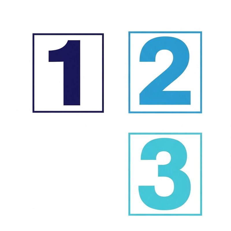 Blue Number Icons 1-3 in Shades of Blue Blue Number Icons 1-3 in Shades of Blue