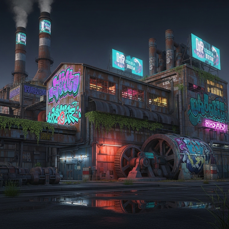 Abandoned Factory in a Cyberpunk City Abandoned Factory in a Cyberpunk City