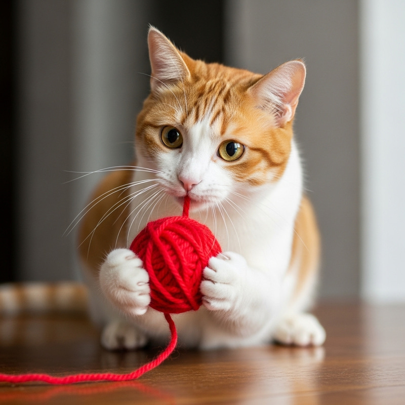 Un Gato: Curious Cat Playing with Yarn Un Gato: Curious Cat Playing with Yarn