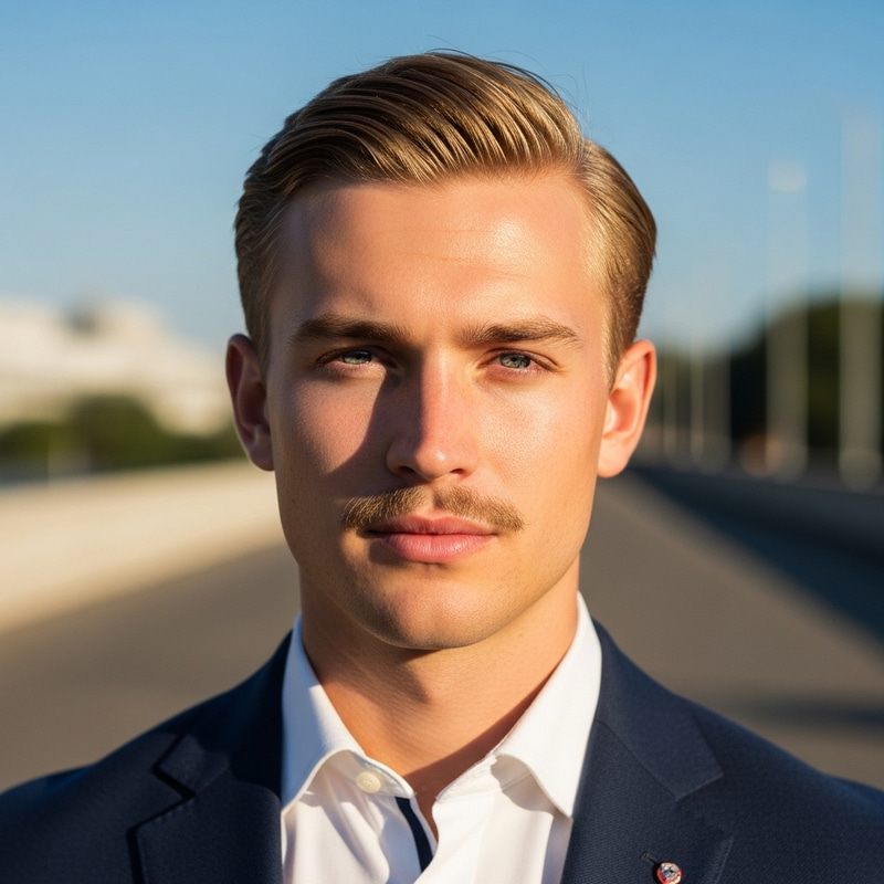 Energetic Blonde Portrait of a Young Man