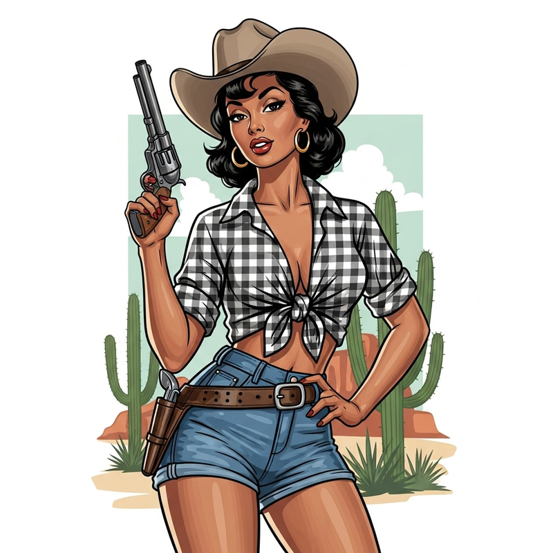Pin-Up Cowgirl: Vintage Illustration of a South Asian Icon Pin-Up Cowgirl: Vintage Illustration of a South Asian Icon