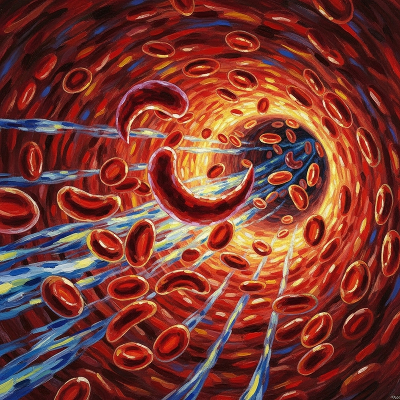 Van Gogh Style Sickle Cell Disease Red Blood Cells