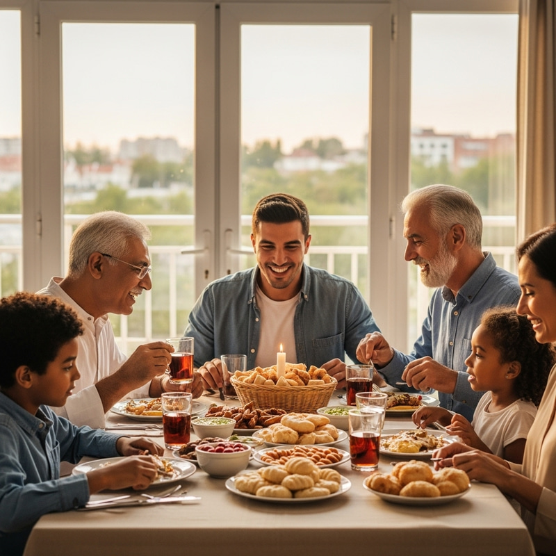 Vibrant Muslim Family Iftar Feast Image for Newsletter