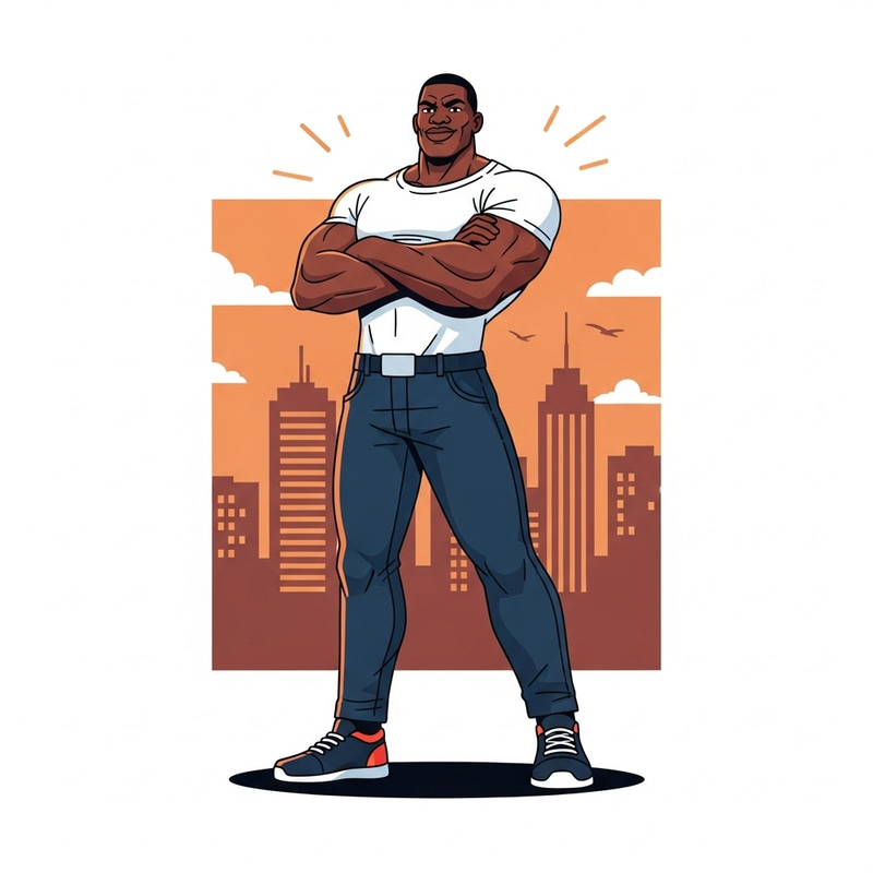 Confident Bold Masculine African Man Vector Design