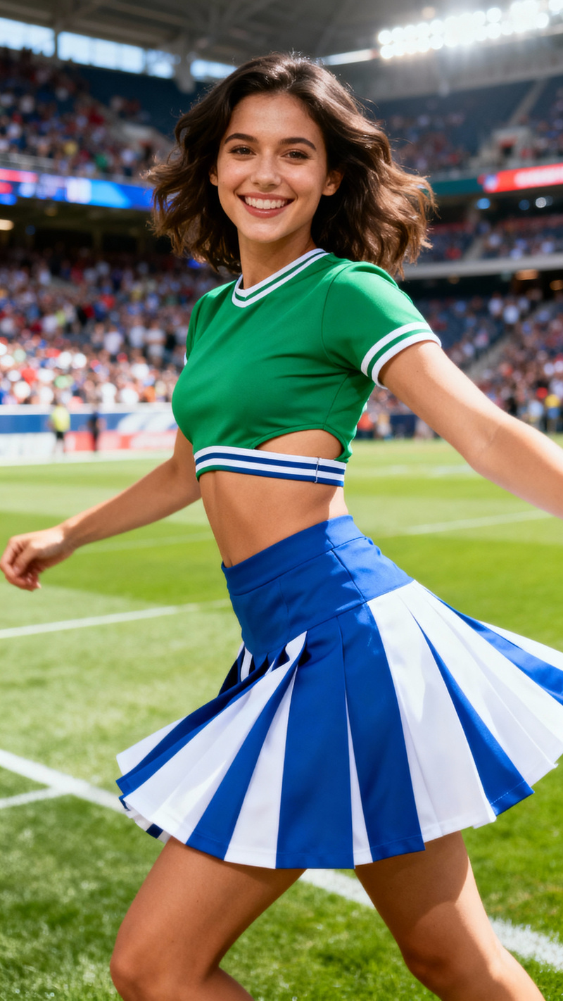 Vibrant Cheerleader Model in Dynamic Pose Vibrant Cheerleader Model in Dynamic Pose