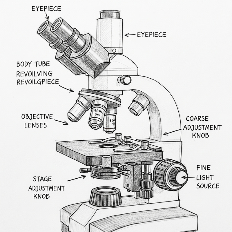 Detailed Microscope Sketch with Labels Detailed Microscope Sketch with Labels