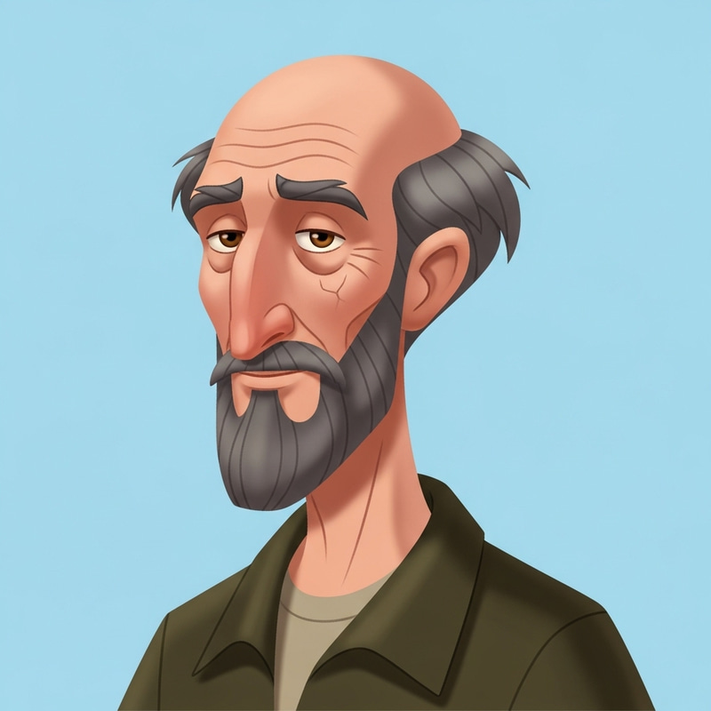 Intriguing Animated Character with Salt and Pepper Beard and Hair Intriguing Animated Character with Salt and Pepper Beard and Hair