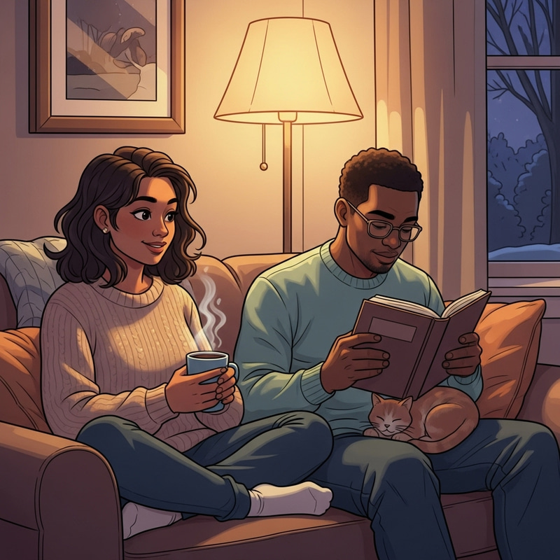 Contentment Illustration with Diverse Characters