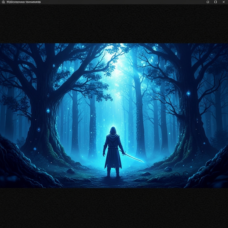 Mysterious Figure in Dark Forest - Enchanted Fantasy Scene Mysterious Figure in Dark Forest - Enchanted Fantasy Scene