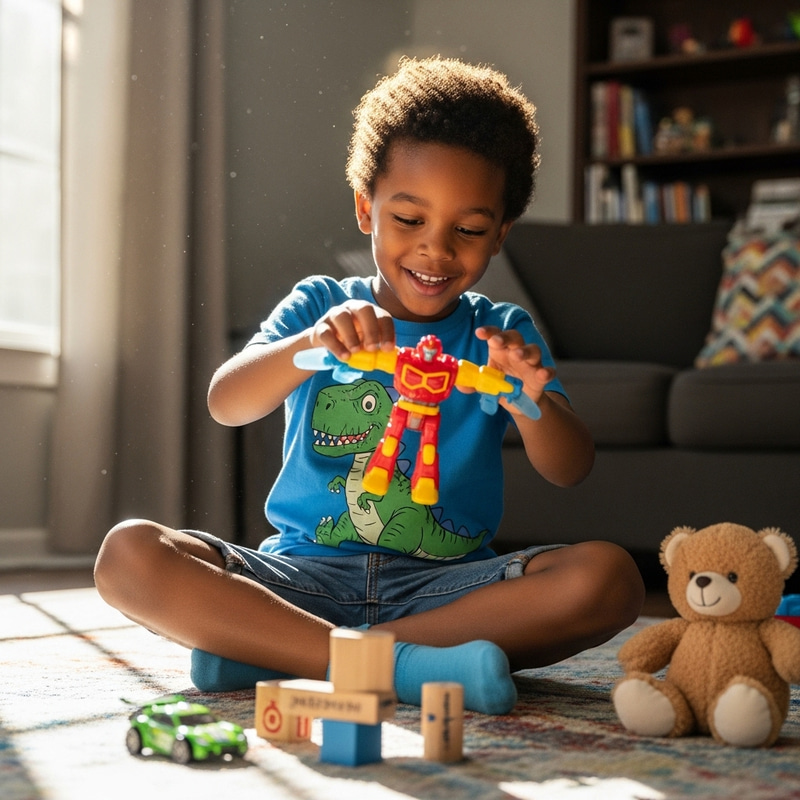 Young African Boy Playing with Toy Young African Boy Playing with Toy