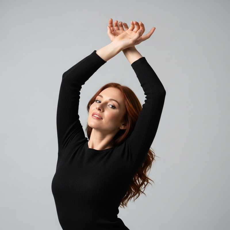 Stunning Redheaded Woman with Raised Arms Stunning Redheaded Woman with Raised Arms
