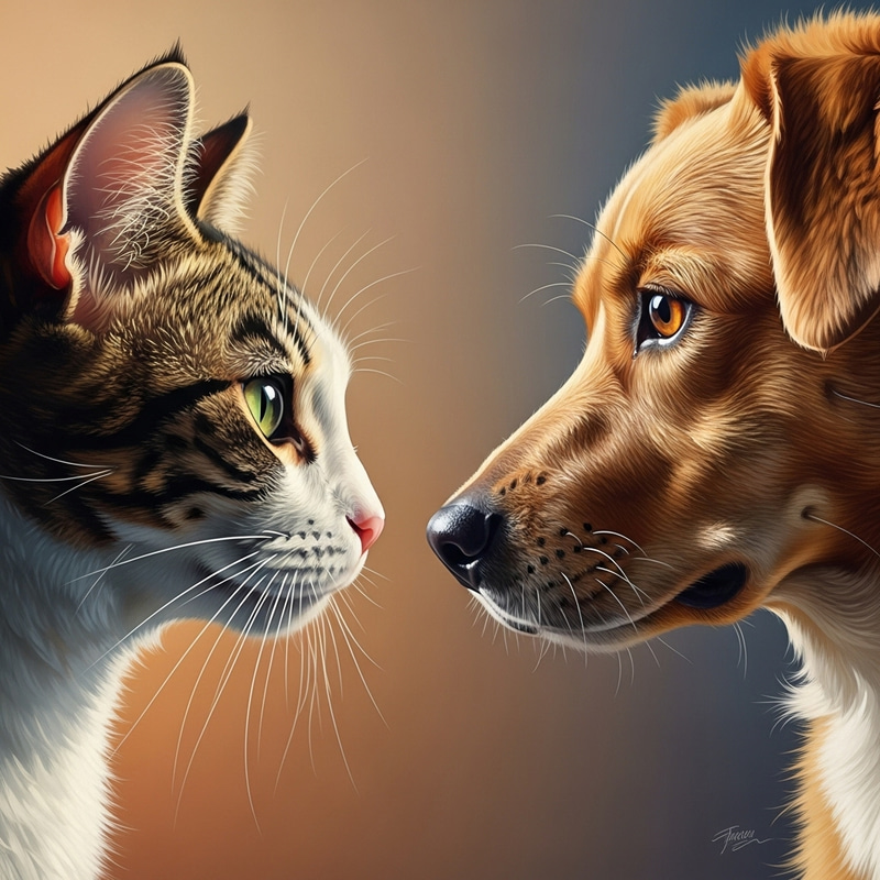Classical Oil Painting of Cat and Dog | Rembrandt Inspired Classical Oil Painting of Cat and Dog | Rembrandt Inspired