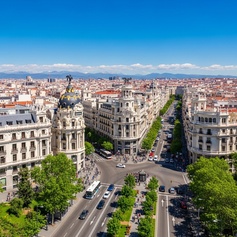 Vibrant Madrid, Spain Cityscape with Historical Buildings Vibrant Madrid, Spain Cityscape with Historical Buildings